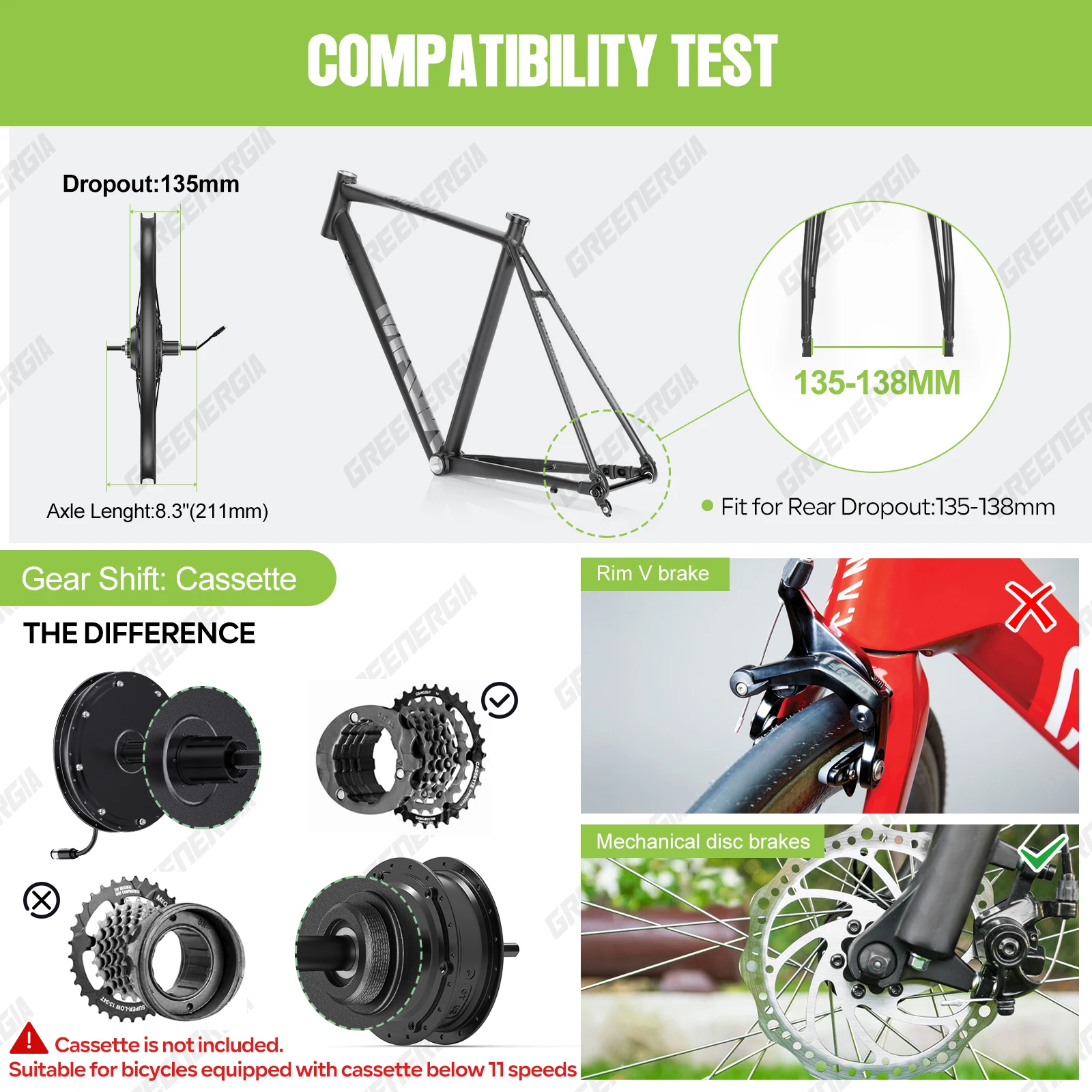 Varstrom 48V1000W Rear Hub Motor Kit Gear Brushelss 26 27.5 28 29inch Electric Bicycle Conversion Kit eBike 13Ah 20Ah Battery