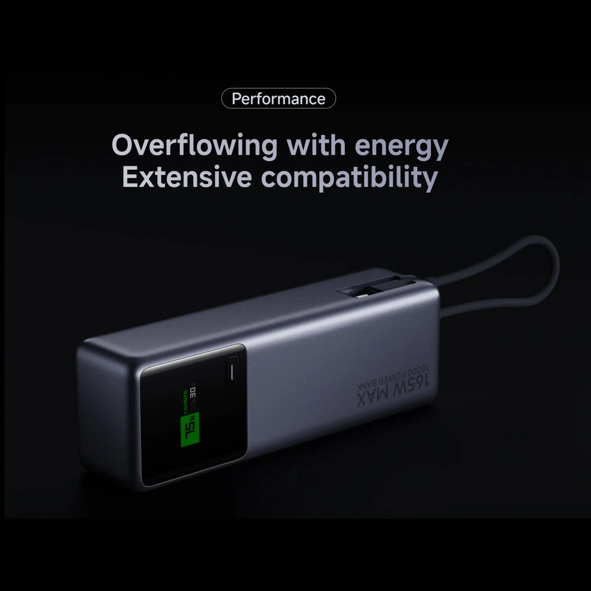Xiaomi 165W Power Bank 10000mAh, 120W Output Via Integrated Cable USB C Dual Ports LED Screen Portable Charger For Macbook iPhone Xiaomi