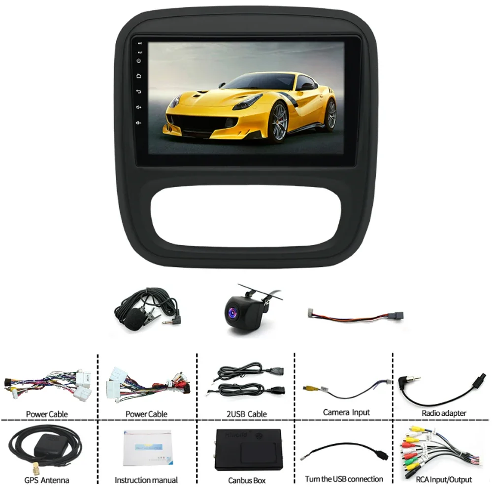 For Vauxhall Vivaro/Opel Trafic 2014 - 2019 Android 15 car navigation 9in built-in CarPlay Android Auto 2+64G Multimedia Player