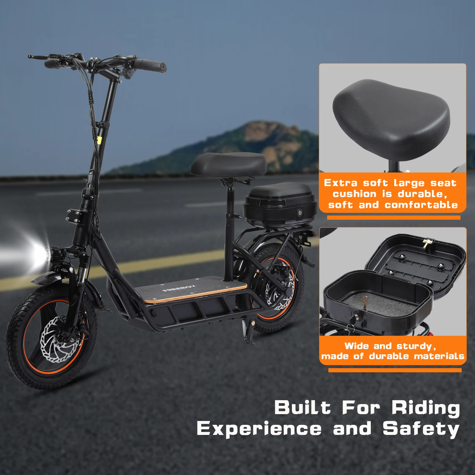 750W Motor 48V 18Ah Battery Electric Scooter for Adults Load 330Lbs Commuter Scooter with Box Urban commuting electric bicycles