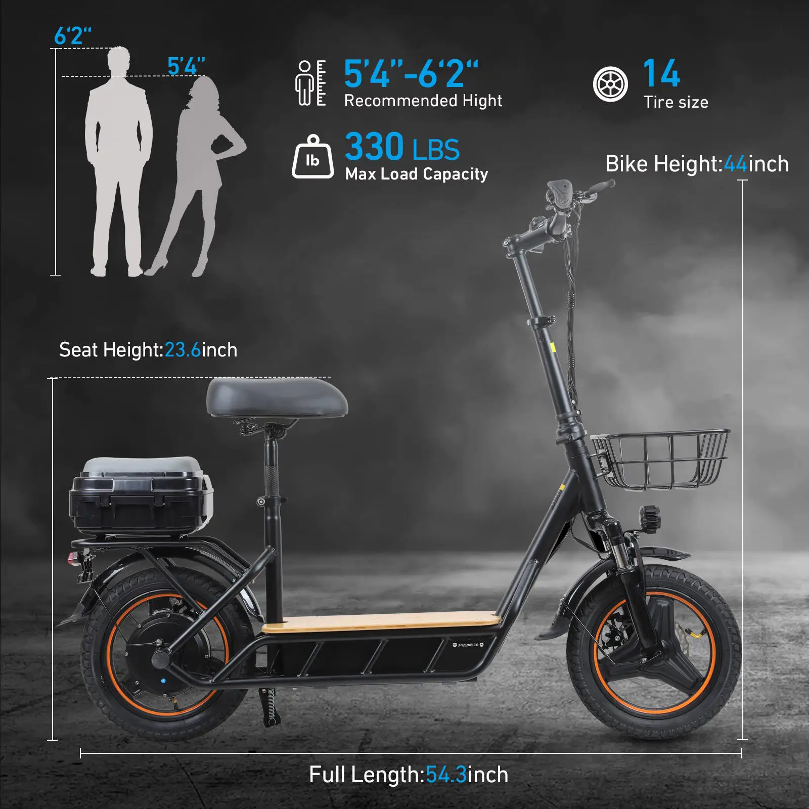 750W Motor 48V 18Ah Battery Electric Scooter for Adults Load 330Lbs Commuter Scooter with Box Urban commuting electric bicycles