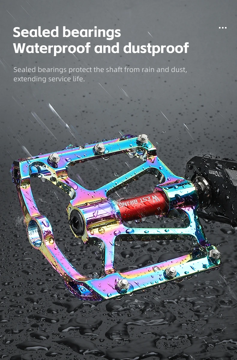 WEST BIKING Bicycle Pedal Three Bearing Aluminum Alloy Anti-Slip Pedal MTB Mountain Bike Road Bike Pedal Color Bike Accessories