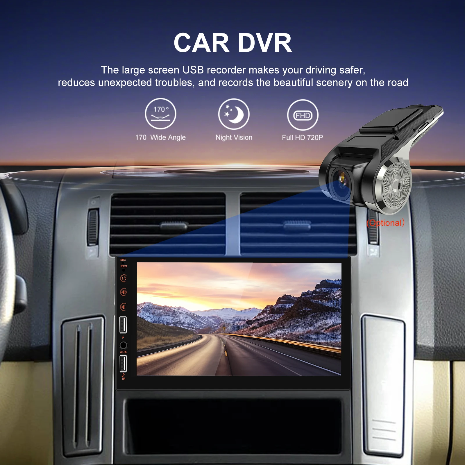 Podofo Wireless Carplay Android Auto Car MP5 Audio Stereo Mirror Link 7 Inch 1Din Multimedia Video Player BT USB FM RDS AUX