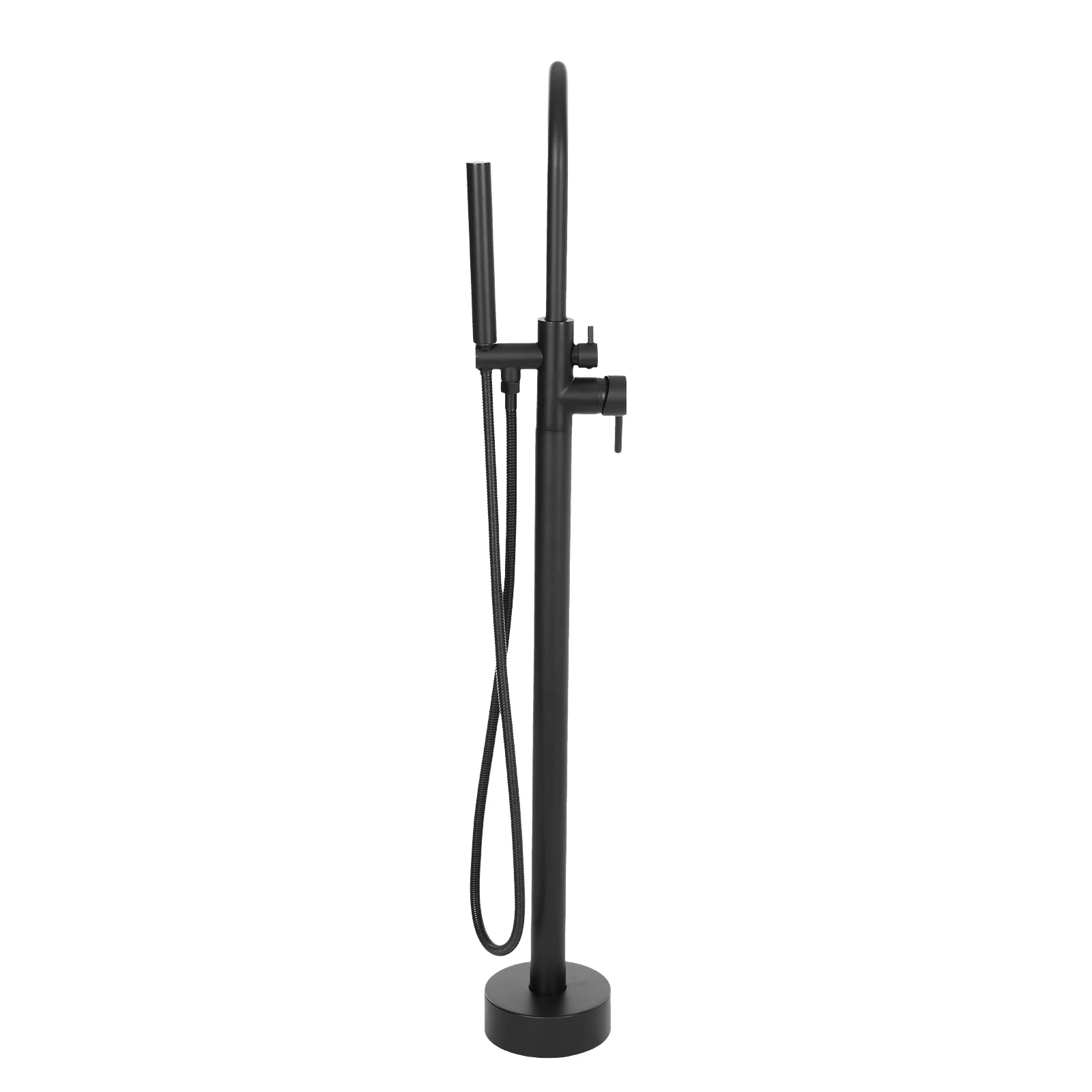 Freestanding Bathtub Faucet,Bathroom Tap Bath Shower Mixer Black Floor-Mounted Free Standing 360°Handheld Nozzle