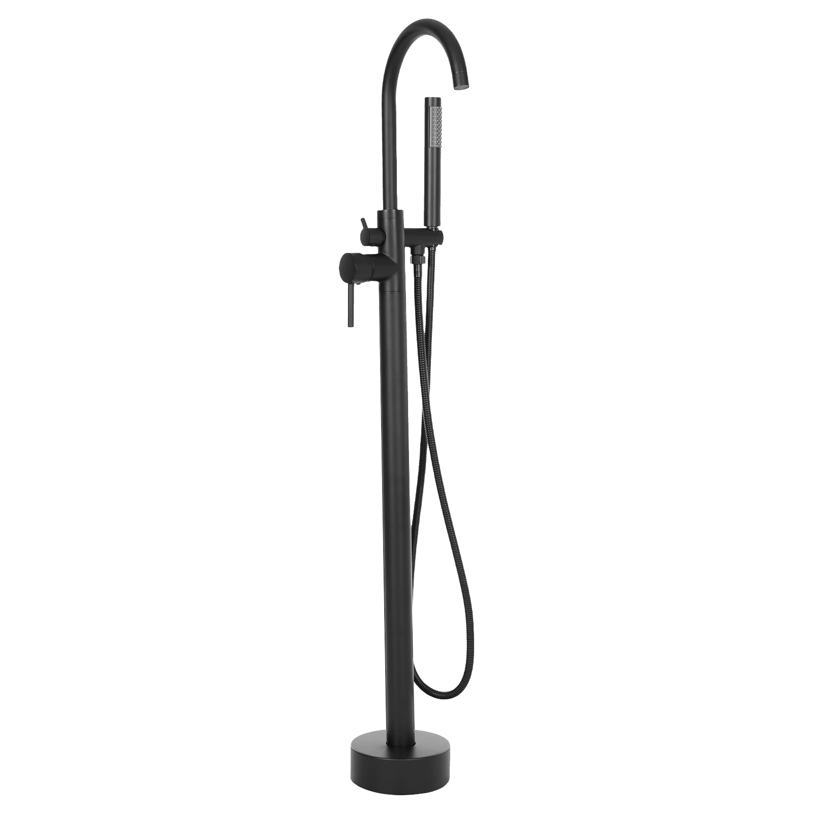 Freestanding Bathtub Faucet,Bathroom Tap Bath Shower Mixer Black Floor-Mounted Free Standing 360°Handheld Nozzle