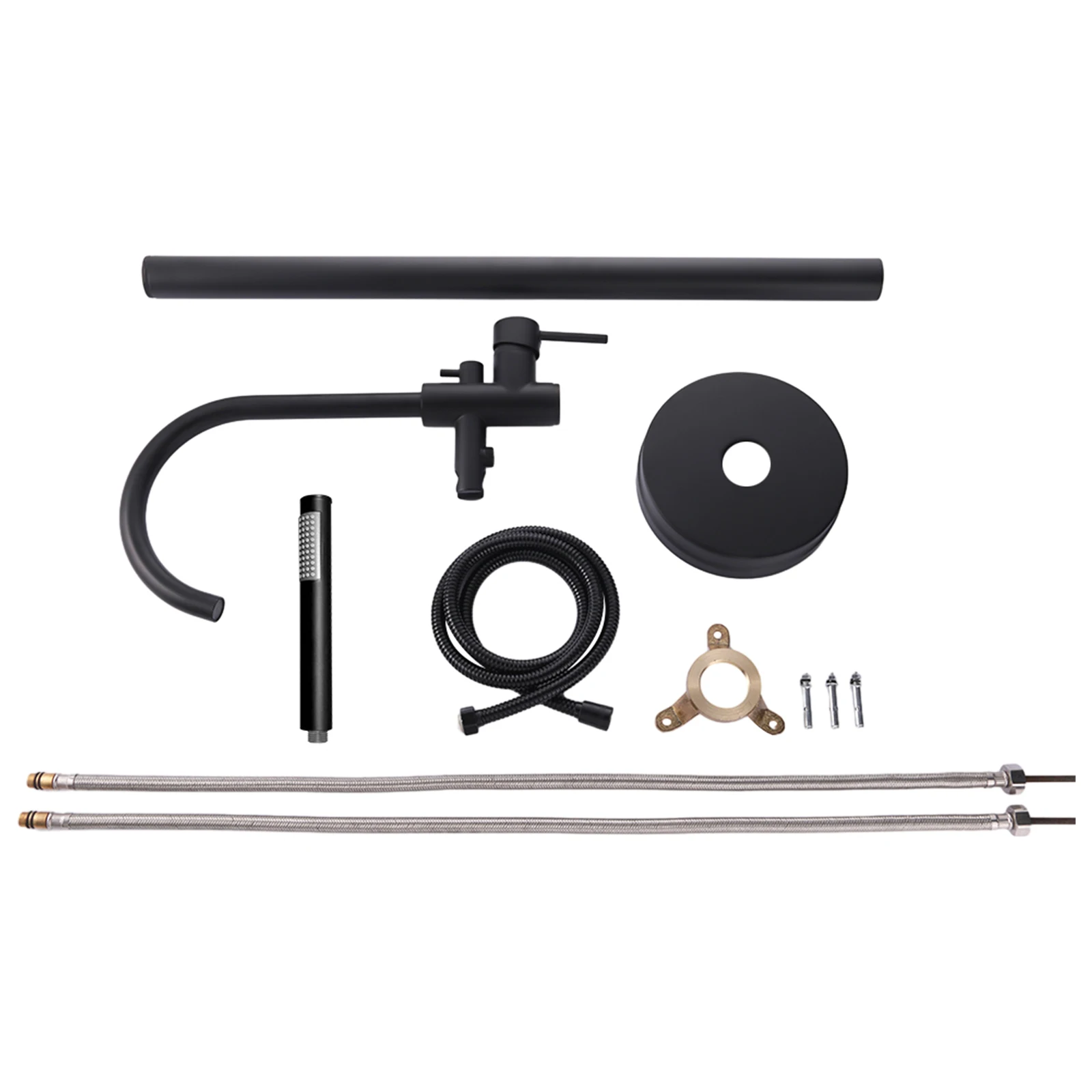 Freestanding Bathtub Faucet,Bathroom Tap Bath Shower Mixer Black Floor-Mounted Free Standing 360°Handheld Nozzle