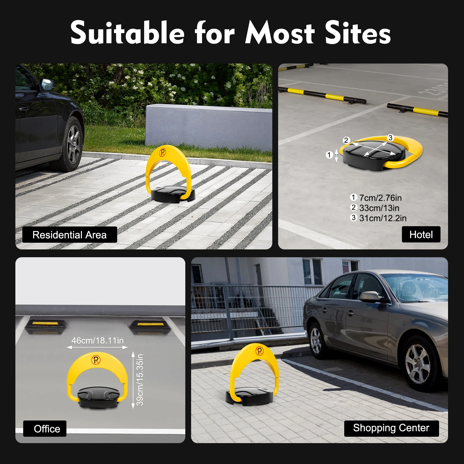 Parking Barrier Parking Post with Remote Controls and Keys 180° Rotating Rocker Lever Maximum Load Capacity 2T Waterproof