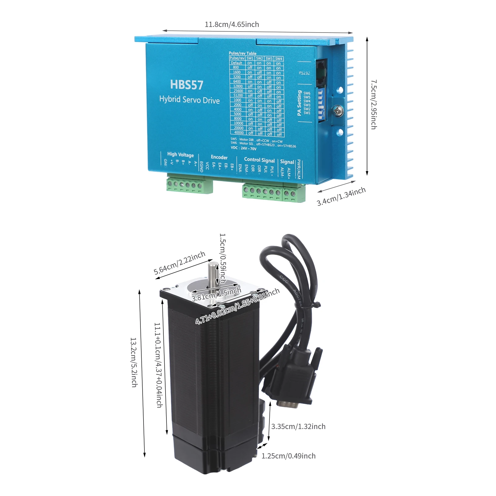 Closed Loop Stepper Motor Kit Servo Motor,Hybrid Driver Controller CNC Kit 24-60V DC for CNC Router Engraving Milling Machine
