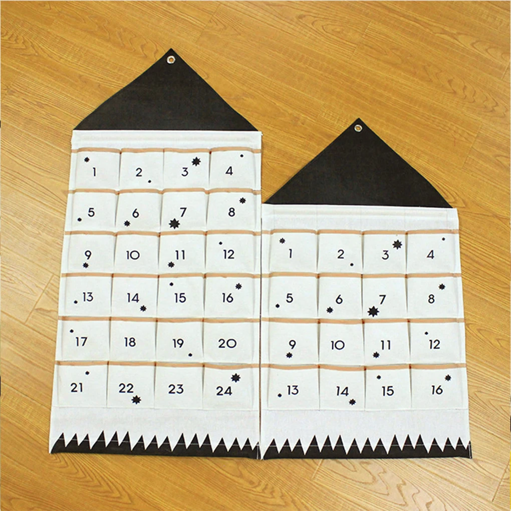 Christmas Advent Calendar Door 24 Pockets Biscuits Coins Organizer Kids Room Bedroom Sundries Holiday Decoration