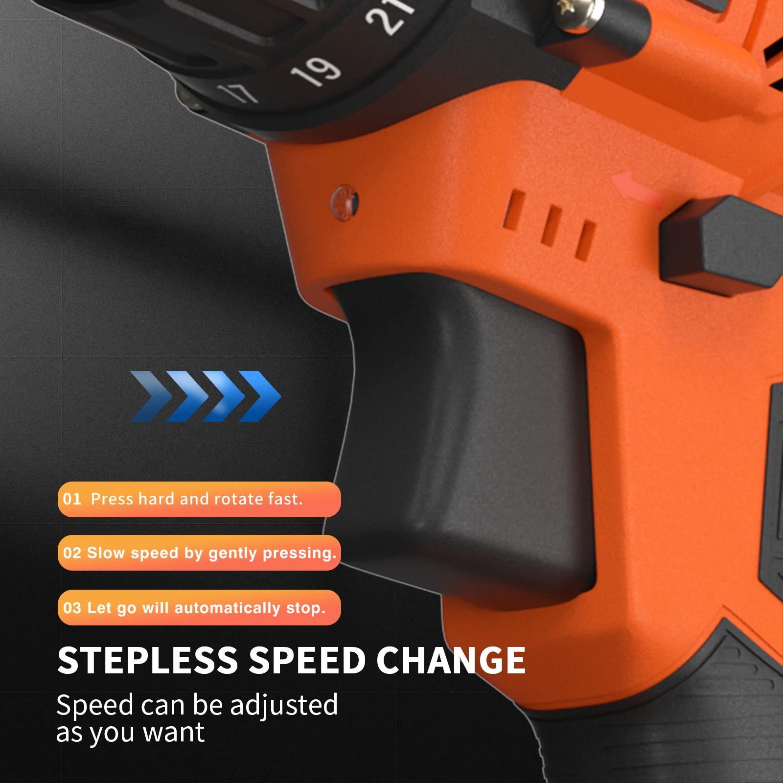 200N.m Cordless Drill Driver 21V, Electric Drill Kit with 1500mAh LI-ion Battery, Cordless Screwdriver 25+1 Torque, 2 Speed