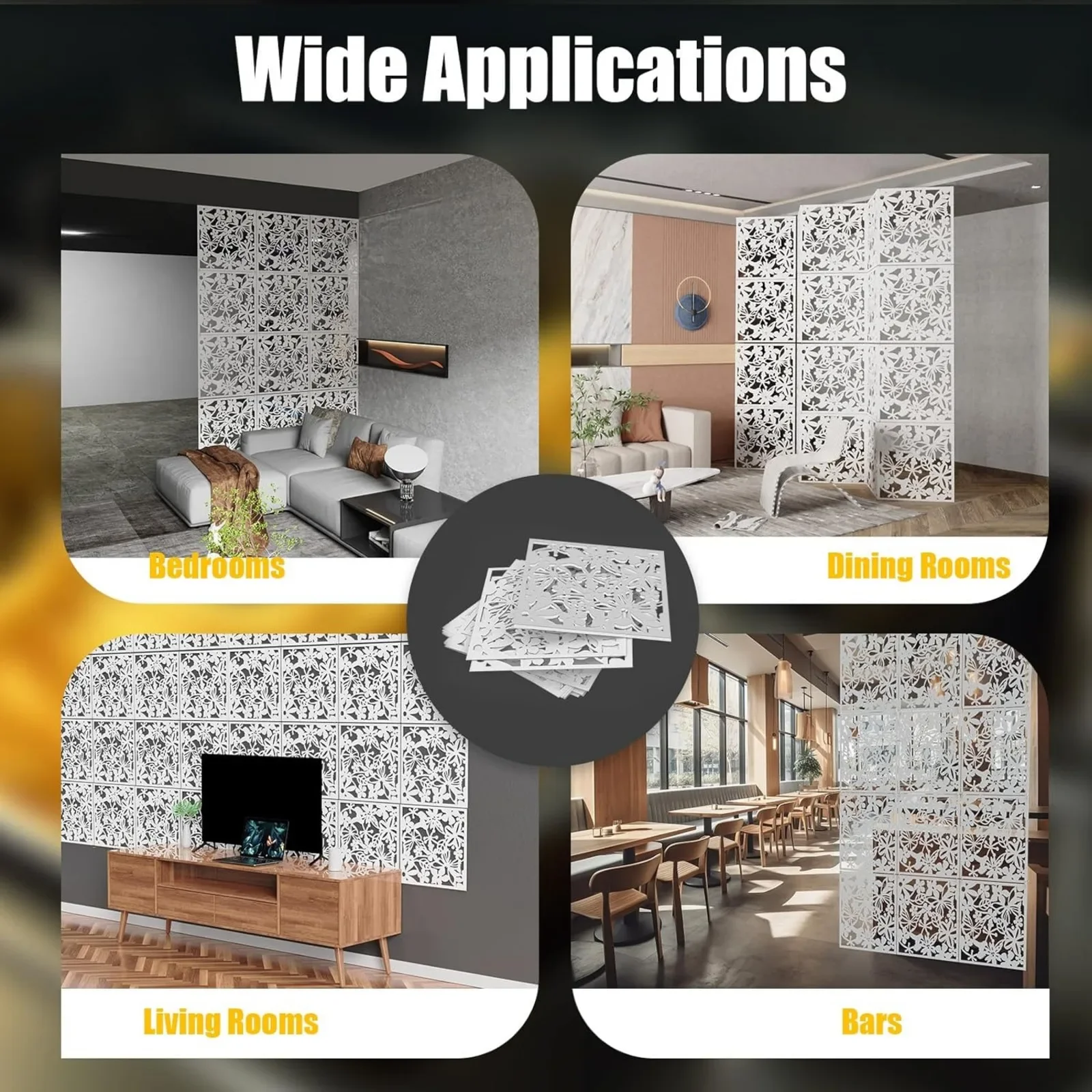 12pcs Hanging Dividers White Wall Dividers Dividers Privacy Screen Hollow Sculpture for Home Hotel Decoration 40x40cm