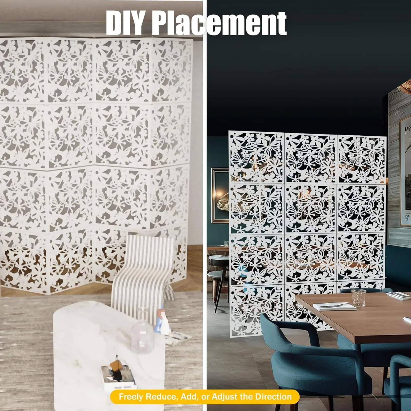 12pcs Hanging Dividers White Wall Dividers Dividers Privacy Screen Hollow Sculpture for Home Hotel Decoration 40x40cm