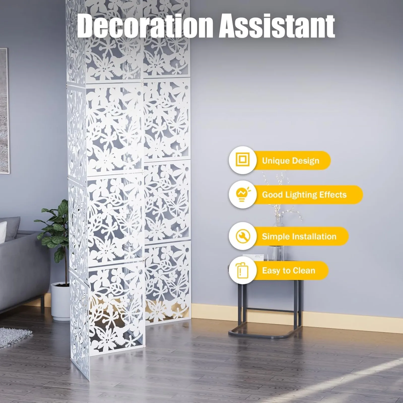 12pcs Hanging Dividers White Wall Dividers Dividers Privacy Screen Hollow Sculpture for Home Hotel Decoration 40x40cm