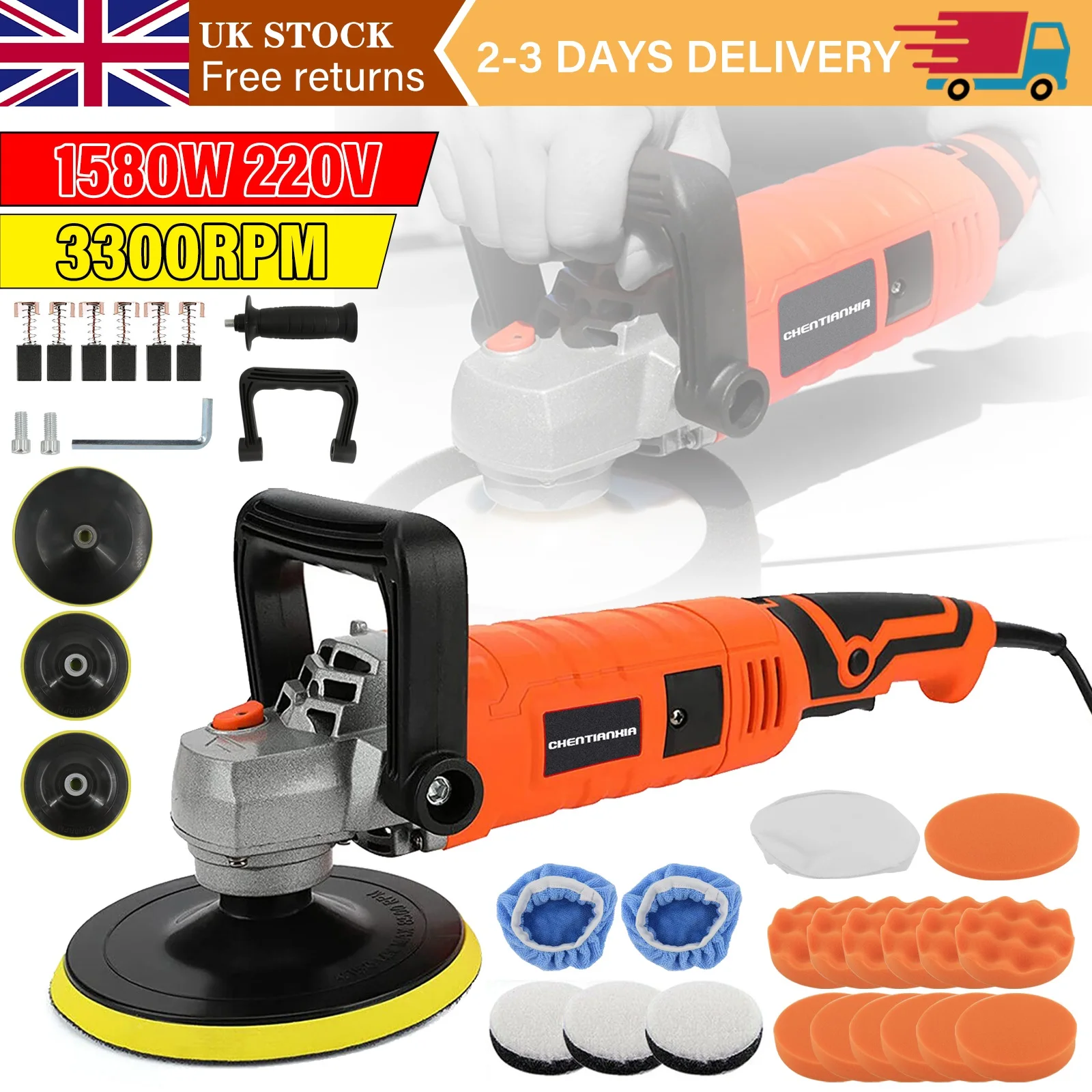 1580W Rotary Car Polishing Machine 7-Speed for Floor/Tile/Leather Polishing Buffer Polisher Car Polisher