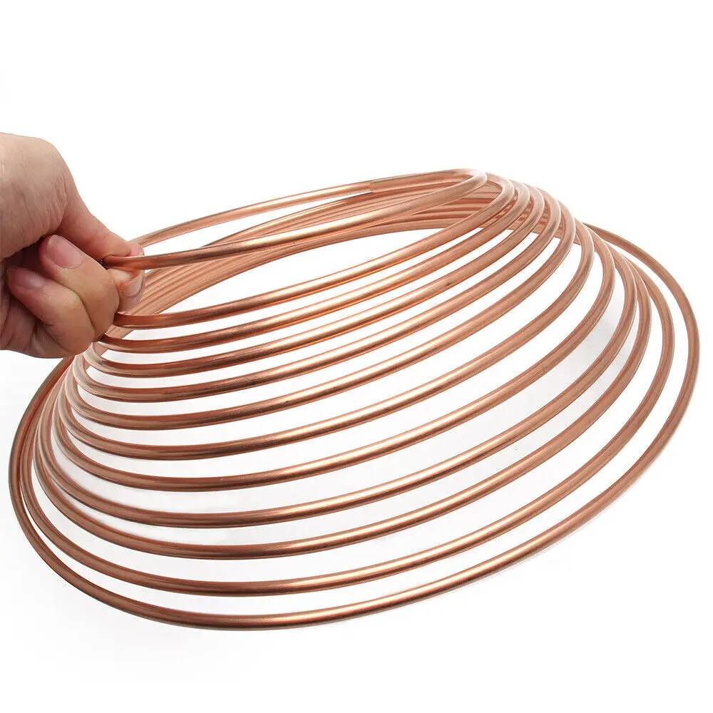 1-3PCS 25FT 7.6m Galvanized Copper Brake Pipe Hose Line Tube Roll 3/16" + Nuts Galvanized Copper Hose Line Piping