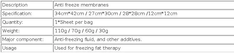 Anti-Freeze Membrane 27*30 34*42Cm Anti Freezeing Anti-Cryo Antifreeze Membrane Cool Cryo Pad Freeze Anti Freeze
