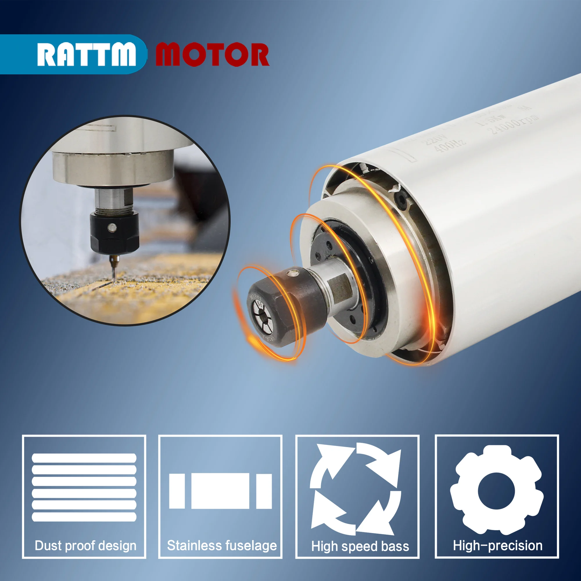GDZ-80F-1.5 1.5KW ER16 220V CNC Air Cooled Cooling Spindle Motor Woodworking Router Engraving Milling