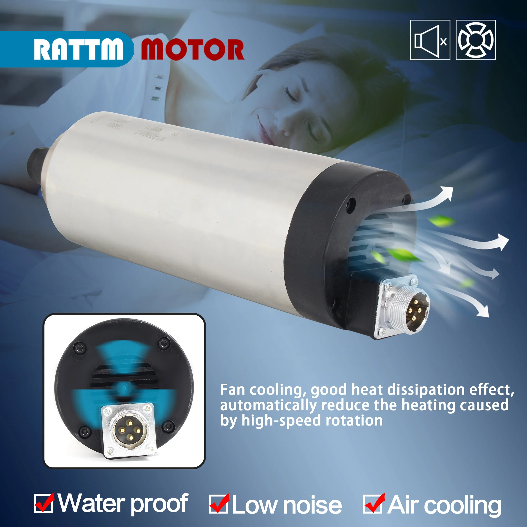 GDZ-80F-1.5 1.5KW ER16 220V CNC Air Cooled Cooling Spindle Motor Woodworking Router Engraving Milling