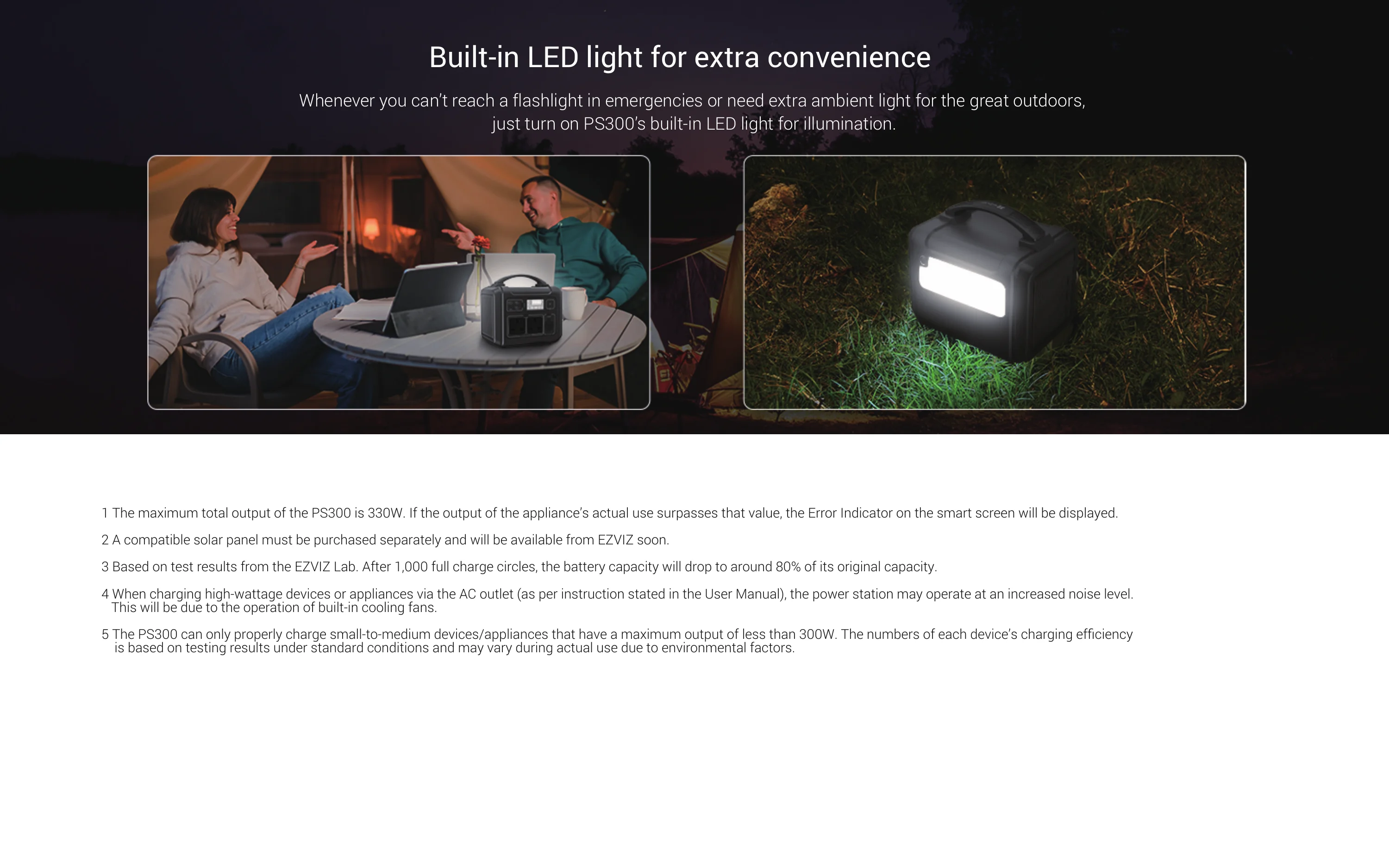 EZVIZ PS300 Power Station 300w Multiple charging ports Emergency Power for Outdoor Camping, Home Use, RV Travel