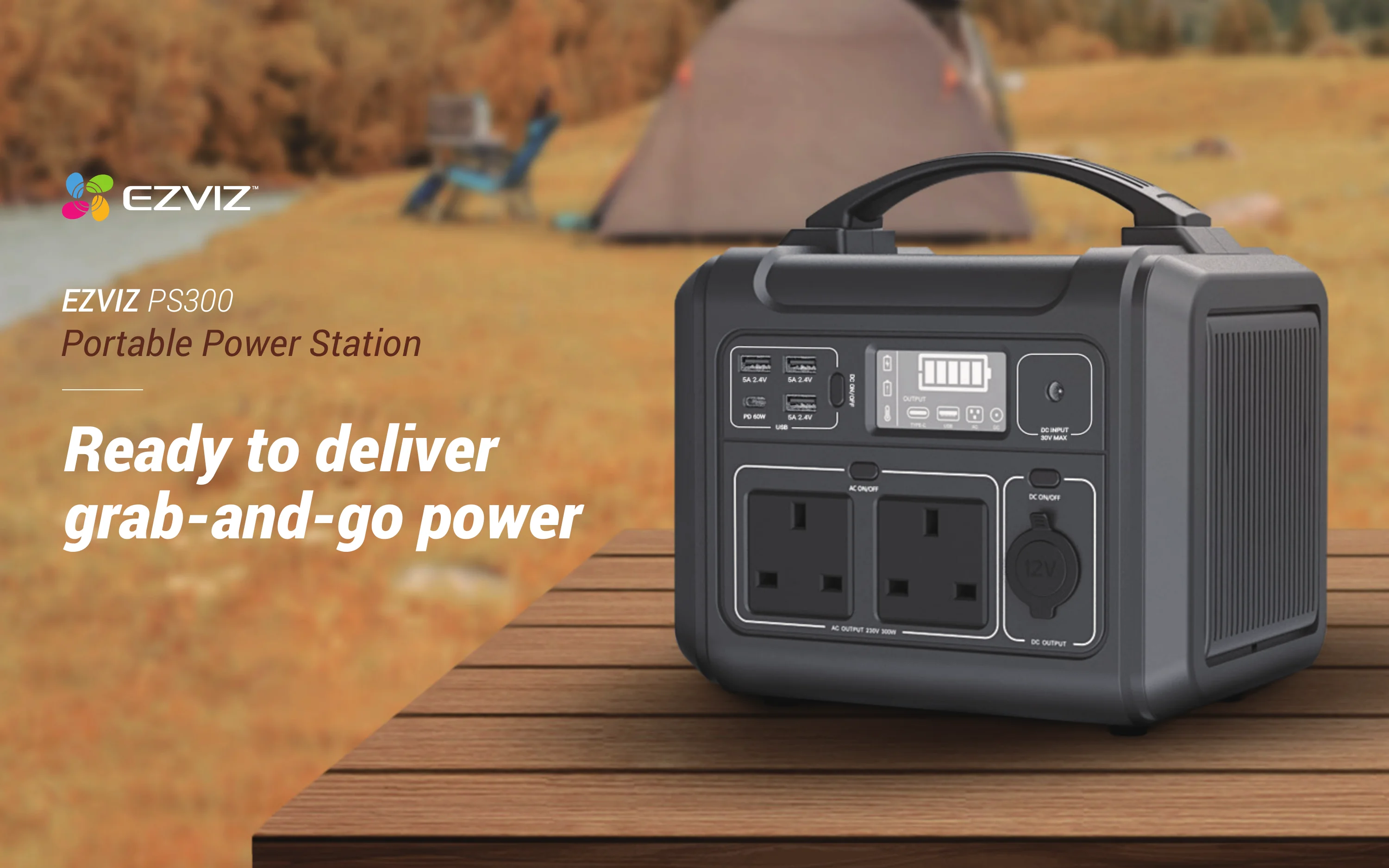 EZVIZ PS300 Power Station 300w Multiple charging ports Emergency Power for Outdoor Camping, Home Use, RV Travel
