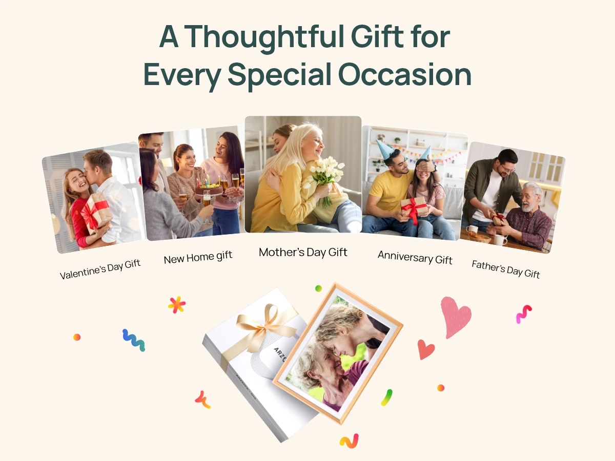 ARZOPA 14 Inch Digital Photo Frame Unlimited Free Cloud Storage WiFi IPS HD Touch Screen Remote Share Photo Videos Auto Rotation
