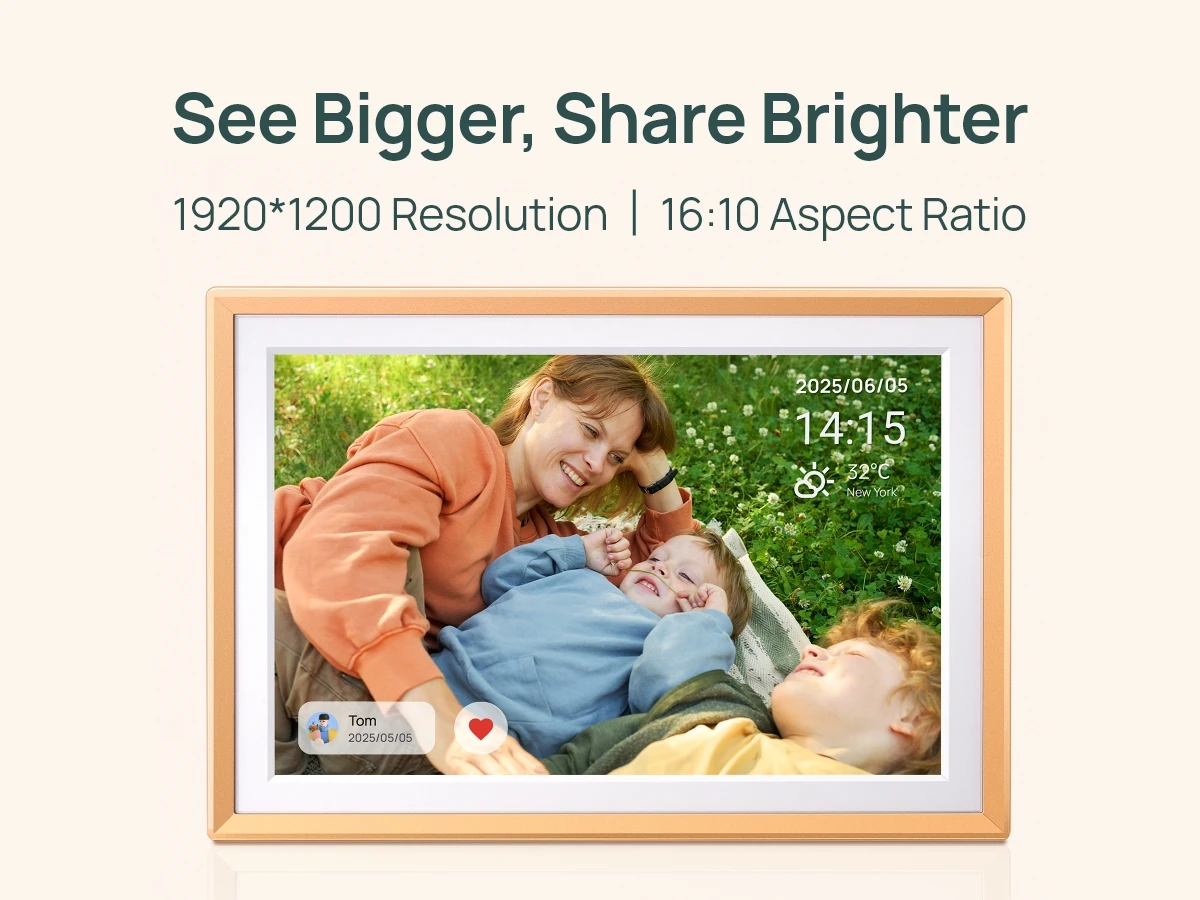 ARZOPA 14 Inch Digital Photo Frame Unlimited Free Cloud Storage WiFi IPS HD Touch Screen Remote Share Photo Videos Auto Rotation