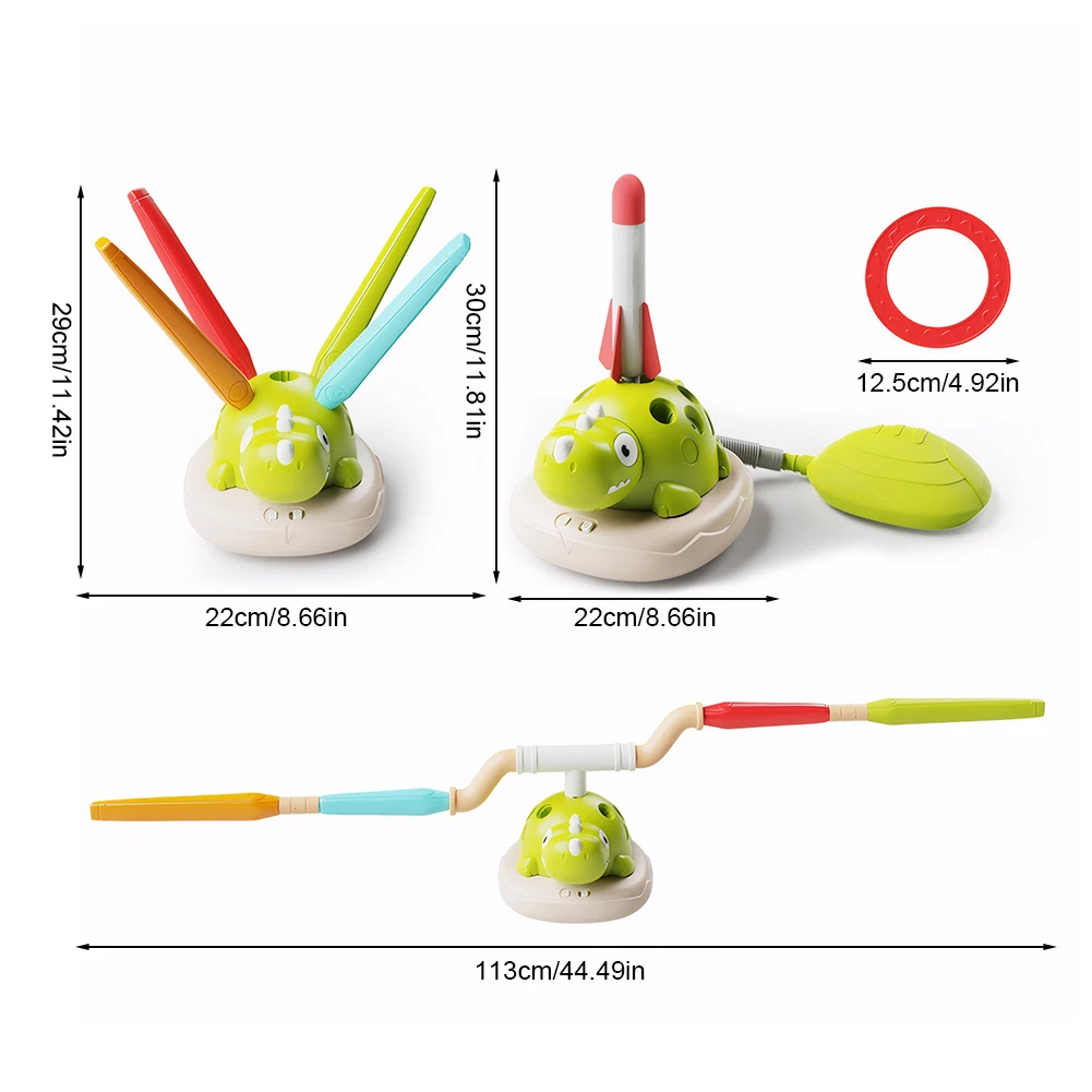 3 In 1 Children Dinosaur Sports Set with Sound Musical Jump Game 4 Modes Toss Ring Game for Family Gathering Travel Camping