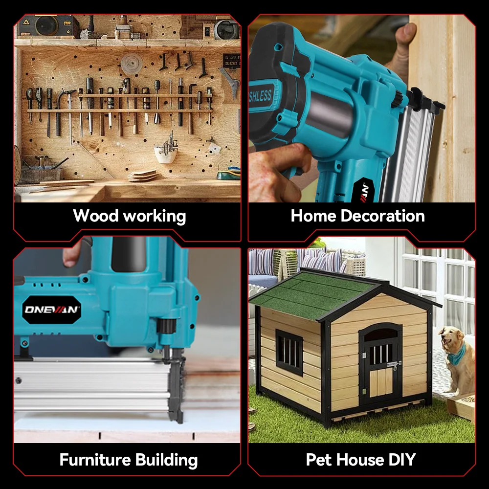 Brushless Electric Nail Gun F15-F50 K410-K4 Cordless 2in1 2Gear Stapler Framing Nailer Power Tool For Makita 18V Battery Pin