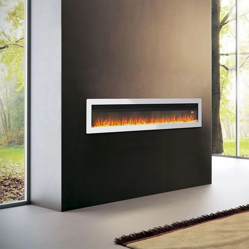 Voltsify LED Electric Wall Fireplace 12 Flame Colours with Freestanding Leg, White 50inch