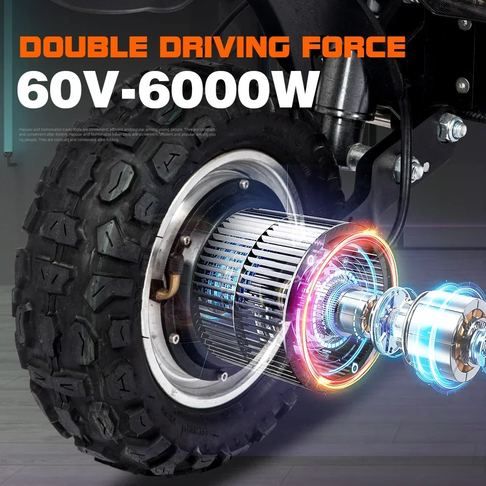 FREEBOY J30max Adult Foldable Escooter 6000W Electric Scooter 60V 38AH 11 INCH OFF-ROAD TIRE E-Mountain Scooter