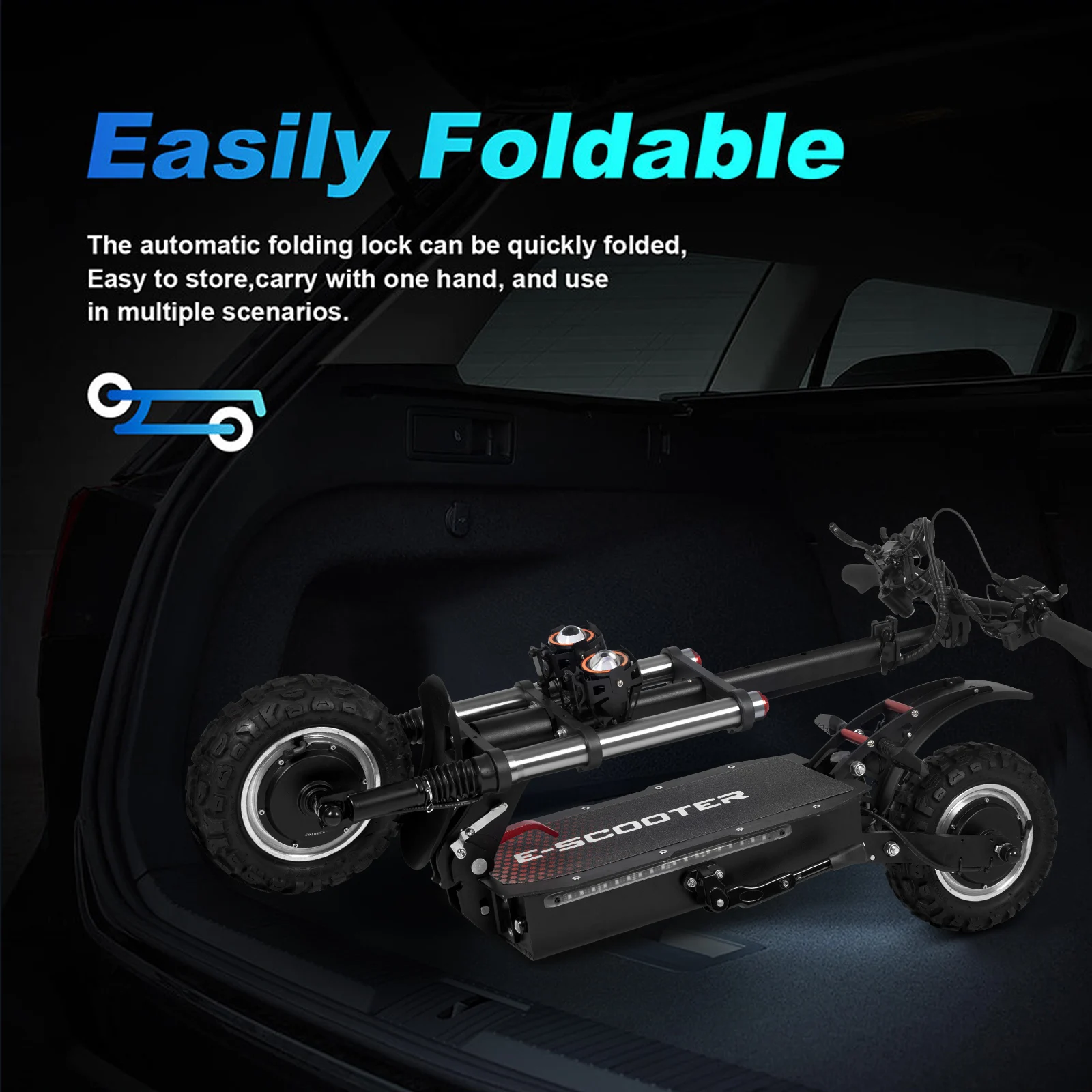 FREEBOY J30max Adult Foldable Escooter 6000W Electric Scooter 60V 38AH 11 INCH OFF-ROAD TIRE E-Mountain Scooter