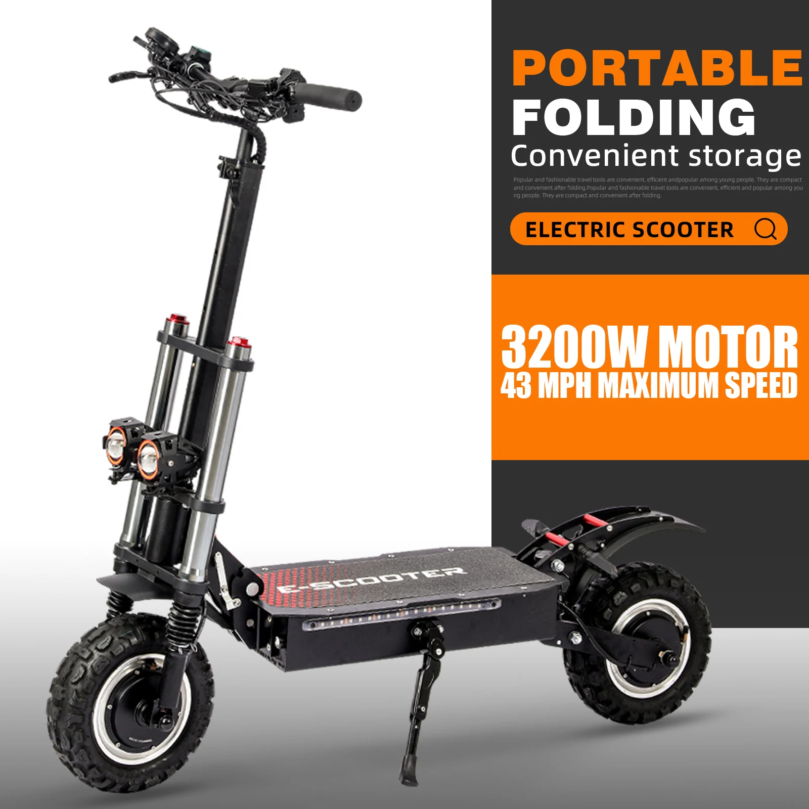 FREEBOY J30max Adult Foldable Escooter 6000W Electric Scooter 60V 38AH 11 INCH OFF-ROAD TIRE E-Mountain Scooter