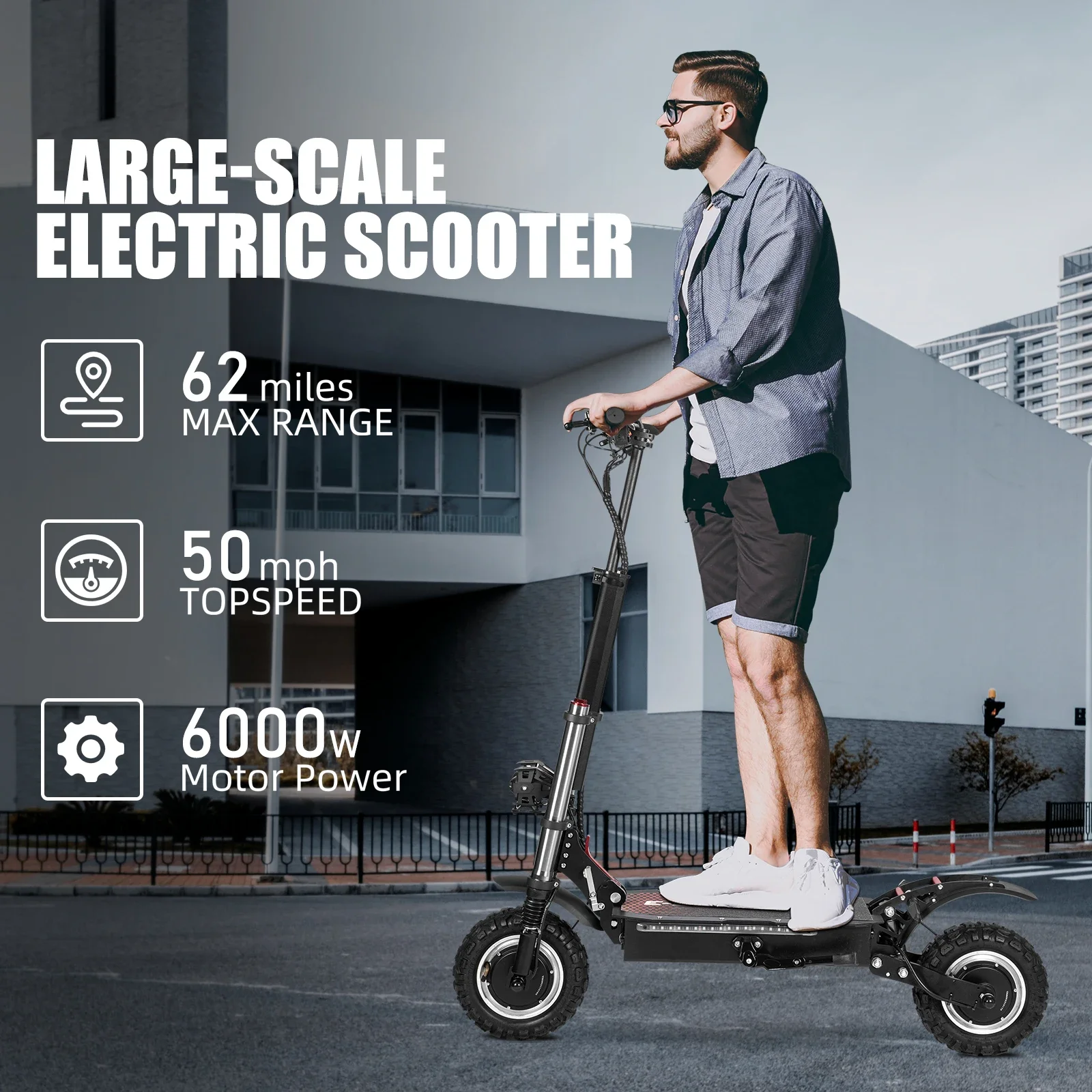 FREEBOY J30max Adult Foldable Escooter 6000W Electric Scooter 60V 38AH 11 INCH OFF-ROAD TIRE E-Mountain Scooter