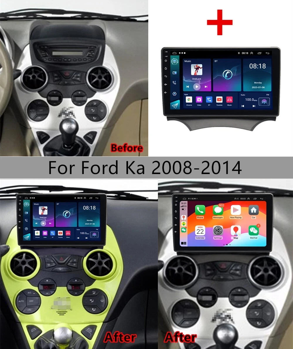 4+64G Android Car Stereo for Ford Ka 2008 - 2014 Built-in Wireless For Carplay Android Auto GPS Navigation Car Radio AHD Camera