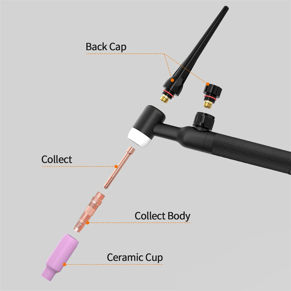 HITBOX TIG Welding Torch 13FT Air Hose WP17V Argon Tig Welder Gun With 10-25mm² Quick Connector For Soldering Welding Equipment