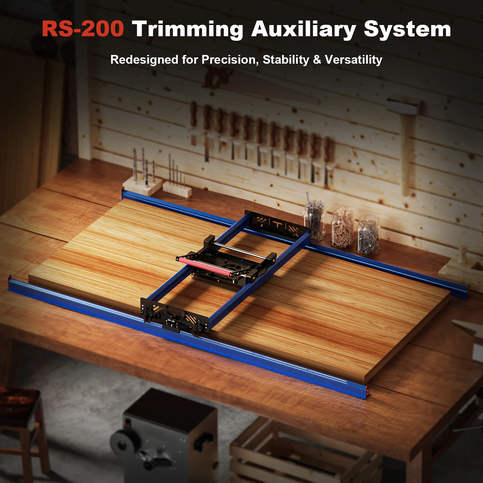 TWO TREES RS-200 Trimming Auxiliary System 800x1780x80mm Larger Engraving Stroke Flattening Mill for Woodworking Router
