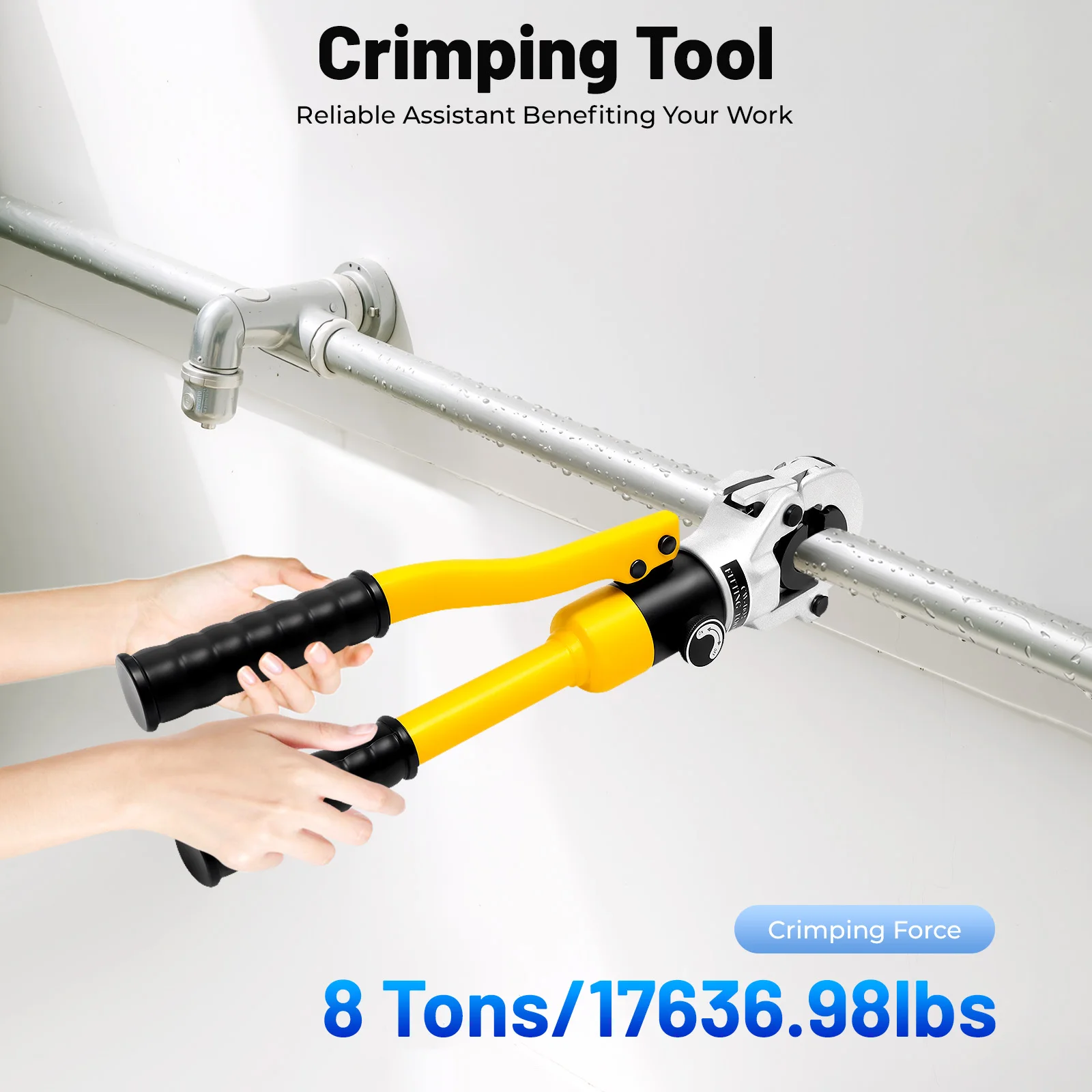 Crimping Tool with TH 0.63, 0.79, 0.98, 1.26in Die, Cr40 Steel Materia for Crimping Aluminum-Plastic PEX Steel Pipe