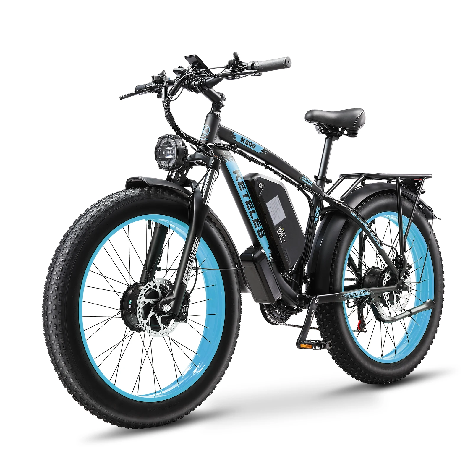 KETELES K800 Electric Bike 1000W*2 Motor 48V23AH Battery Off-Road E-Bike 26 inch Fat Tire E-Mountain Bike