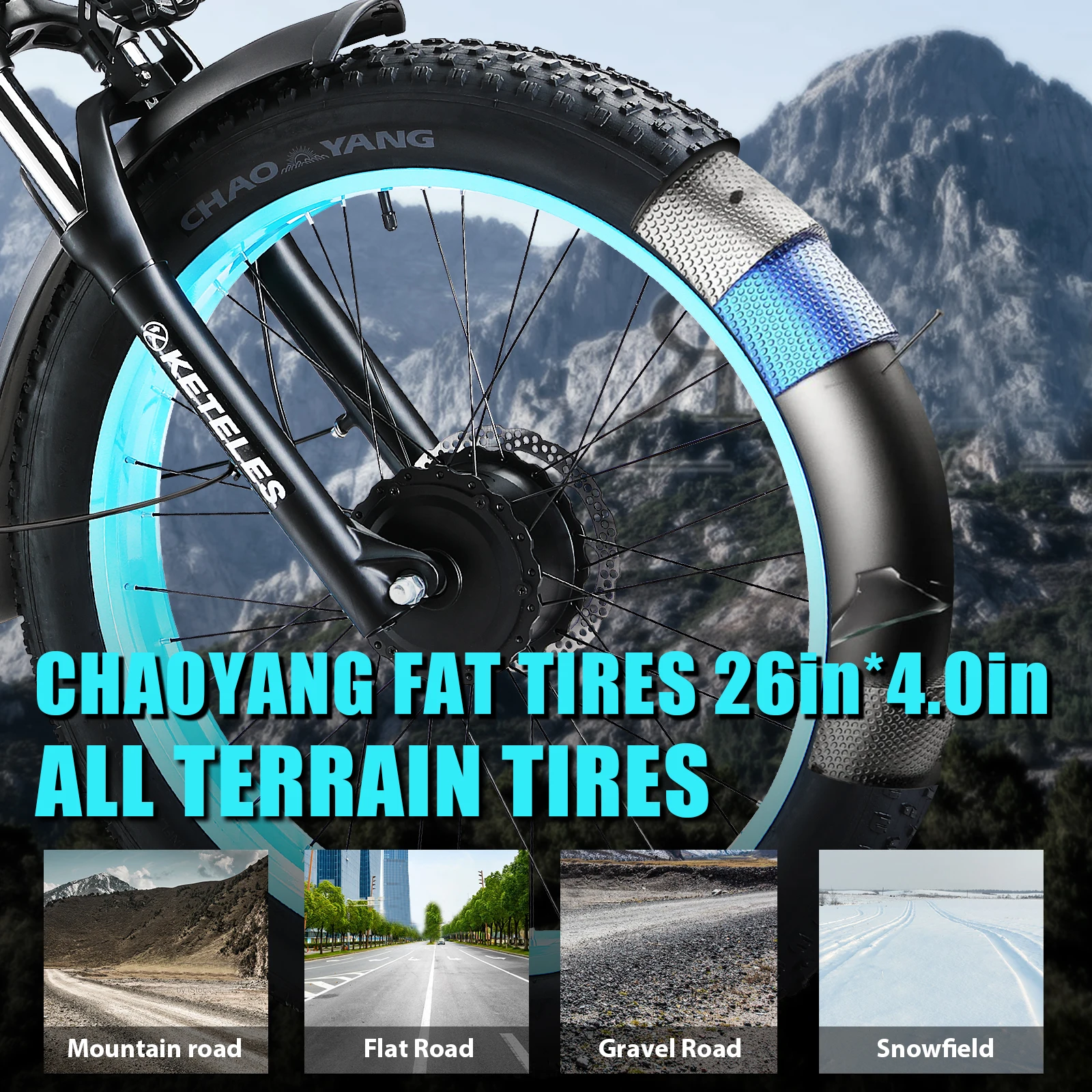 KETELES K800 Electric Bike 1000W*2 Motor 48V23AH Battery Off-Road E-Bike 26 inch Fat Tire E-Mountain Bike