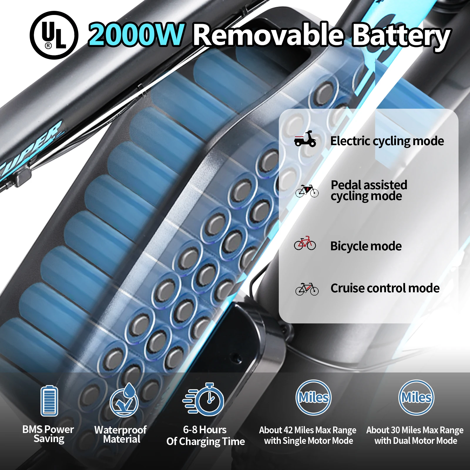 KETELES K800 Electric Bike 1000W*2 Motor 48V23AH Battery Off-Road E-Bike 26 inch Fat Tire E-Mountain Bike