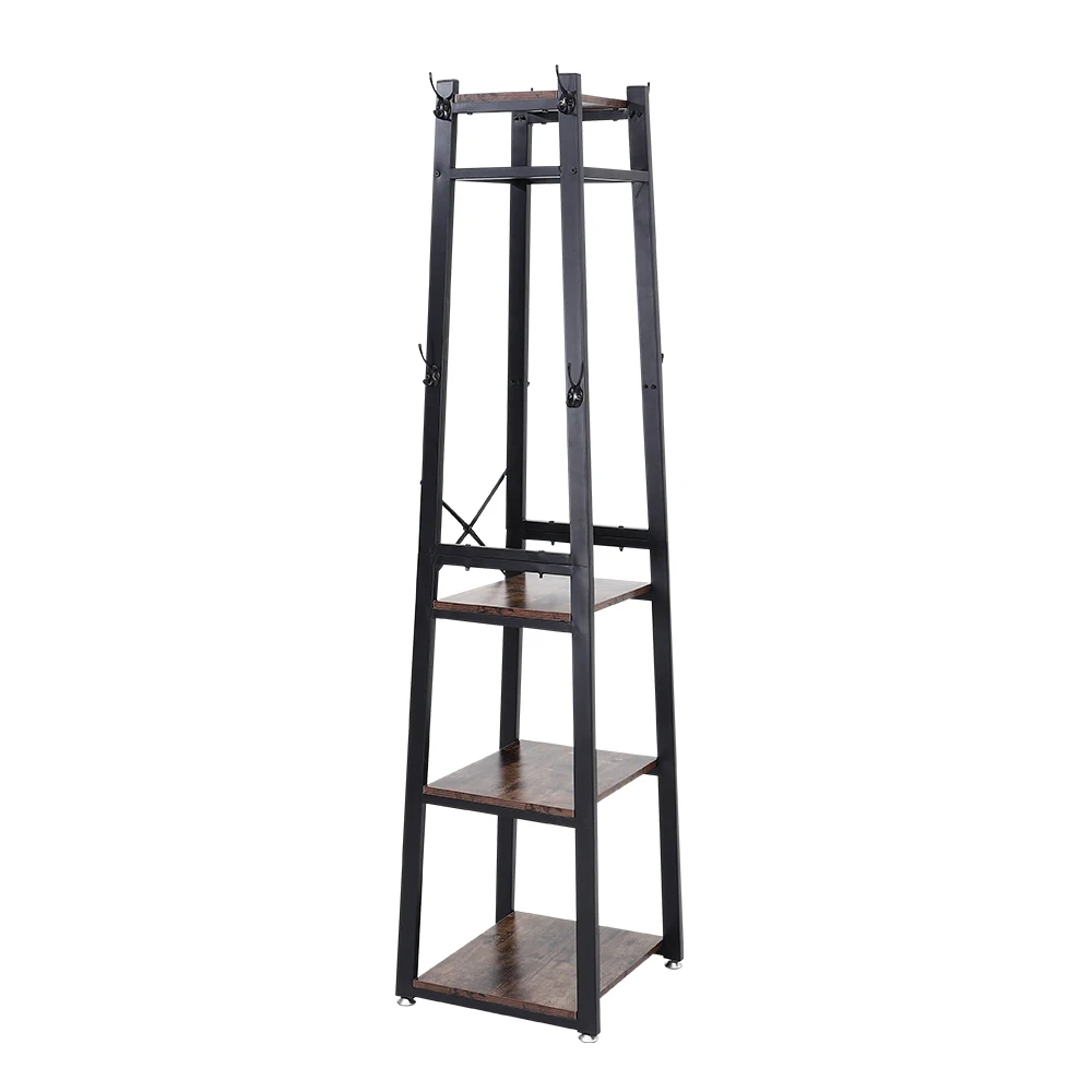 【Breeins】Industrial Style Clothing Rack with 4 Tiers of Shelves for Living Room Bedroom
