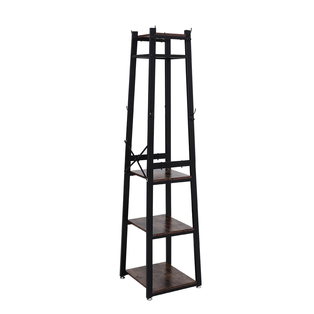 【Breeins】Industrial Style Clothing Rack with 4 Tiers of Shelves for Living Room Bedroom