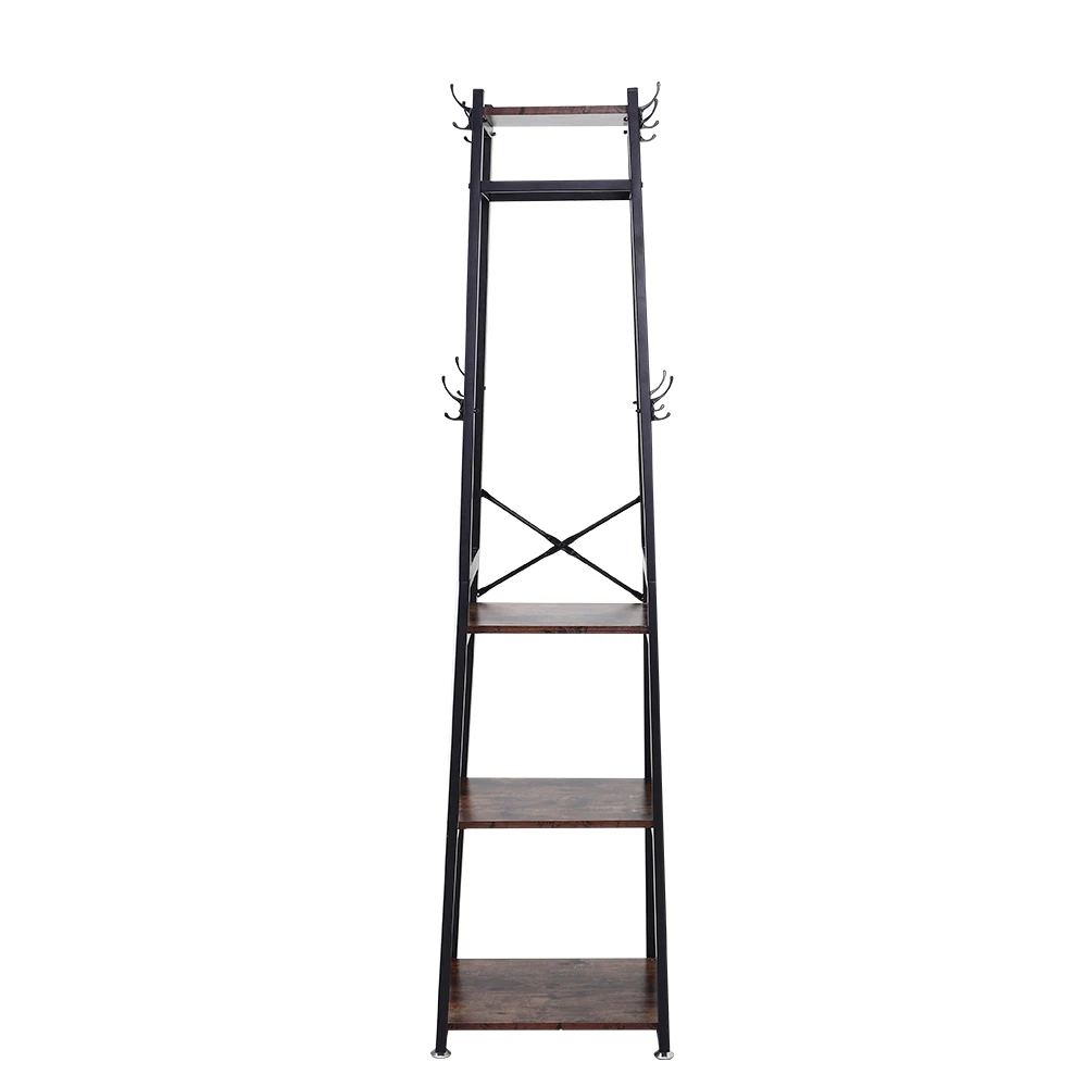 【Breeins】Industrial Style Clothing Rack with 4 Tiers of Shelves for Living Room Bedroom