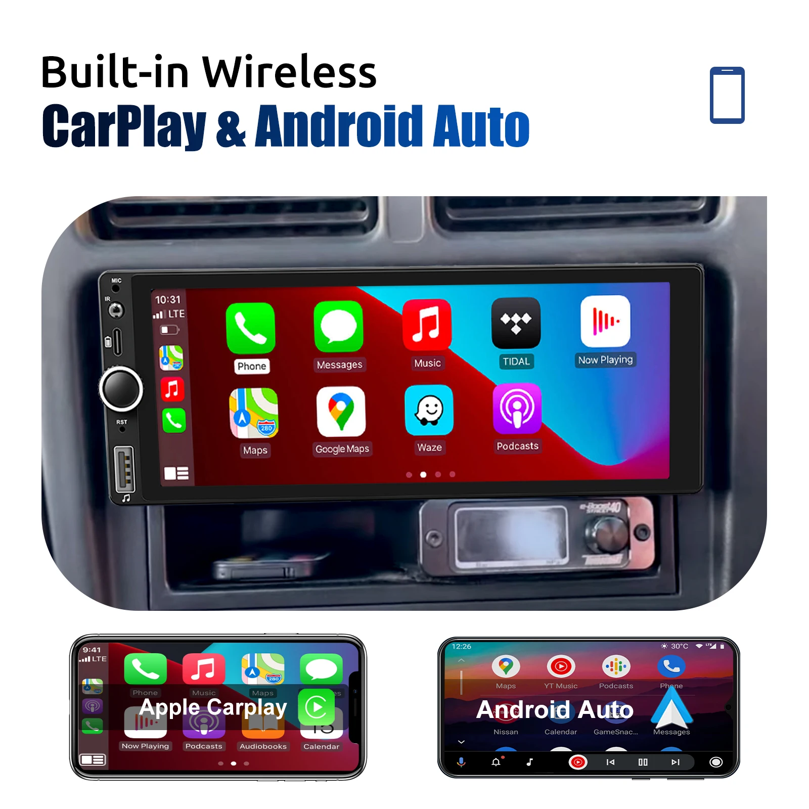 ESSGOO Android 14 Car Radio Wireless Carplay Auto 2G 32G Universal Car Multimedia Player Autoradio HD Touch Screen FM Bluetooh