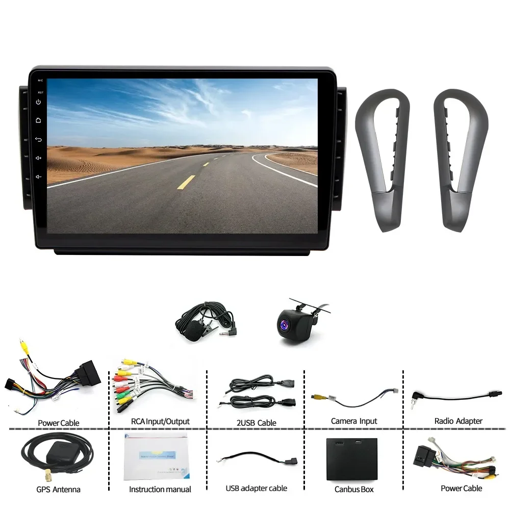 Android 15 car navigation 10 inches built-in Carplay + Android auto/2 + 64G+AHD camera+microphone For Peugeot 208/2008 2012-2018