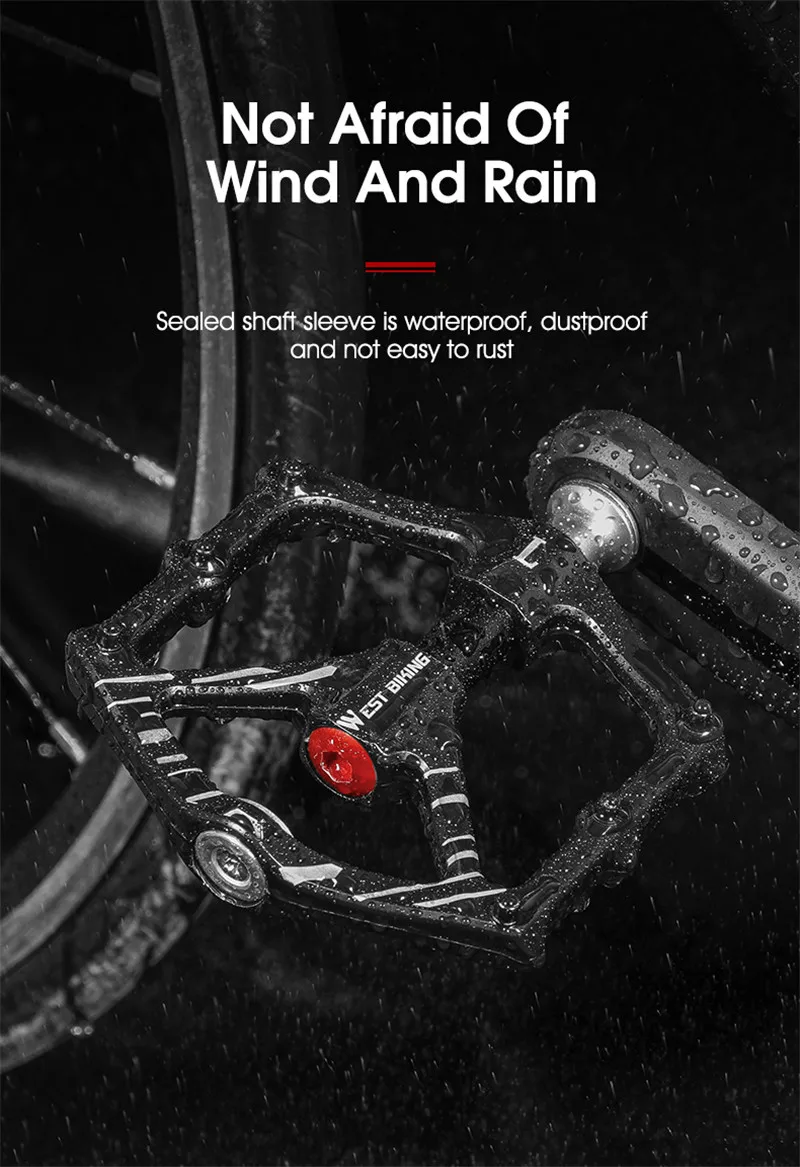 WEST BIKING 3 Bearings Pedal Ultralight Magnetic Aluminum Alloy Anti-Slip Widened Pedal Bicycle Bike Pedal Cycling Road Pedals