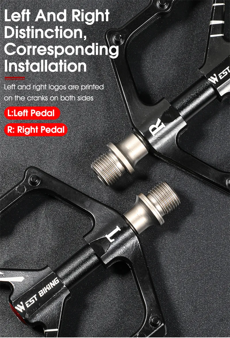 WEST BIKING 3 Bearings Pedal Ultralight Magnetic Aluminum Alloy Anti-Slip Widened Pedal Bicycle Bike Pedal Cycling Road Pedals