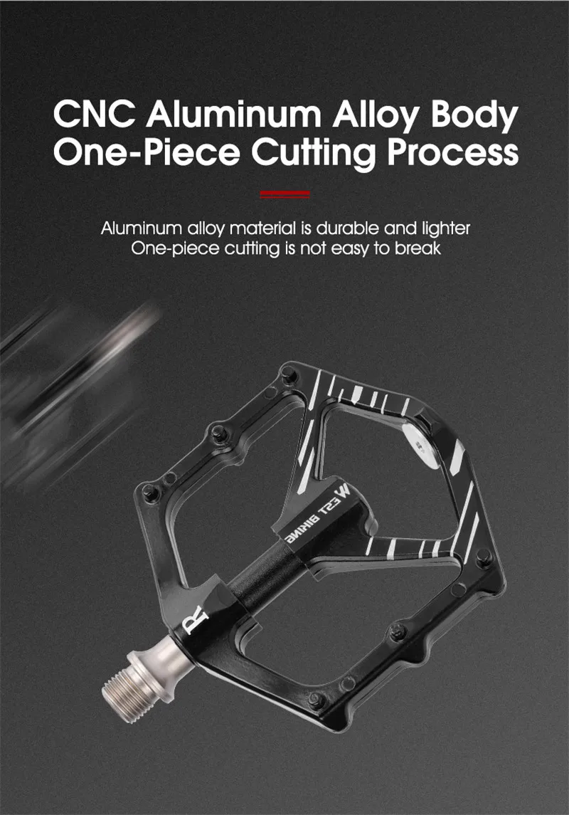 WEST BIKING 3 Bearings Pedal Ultralight Magnetic Aluminum Alloy Anti-Slip Widened Pedal Bicycle Bike Pedal Cycling Road Pedals