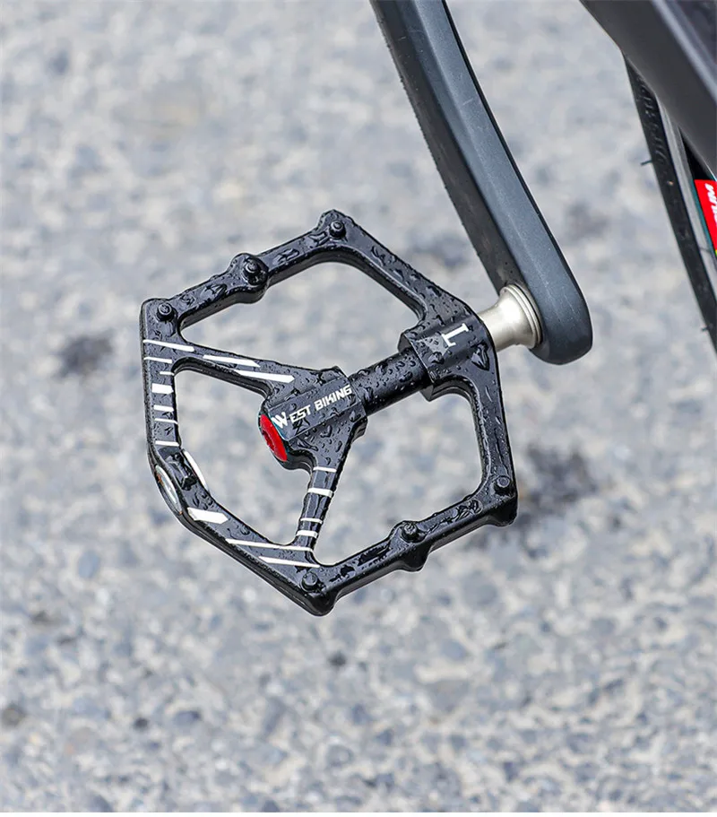 WEST BIKING 3 Bearings Pedal Ultralight Magnetic Aluminum Alloy Anti-Slip Widened Pedal Bicycle Bike Pedal Cycling Road Pedals