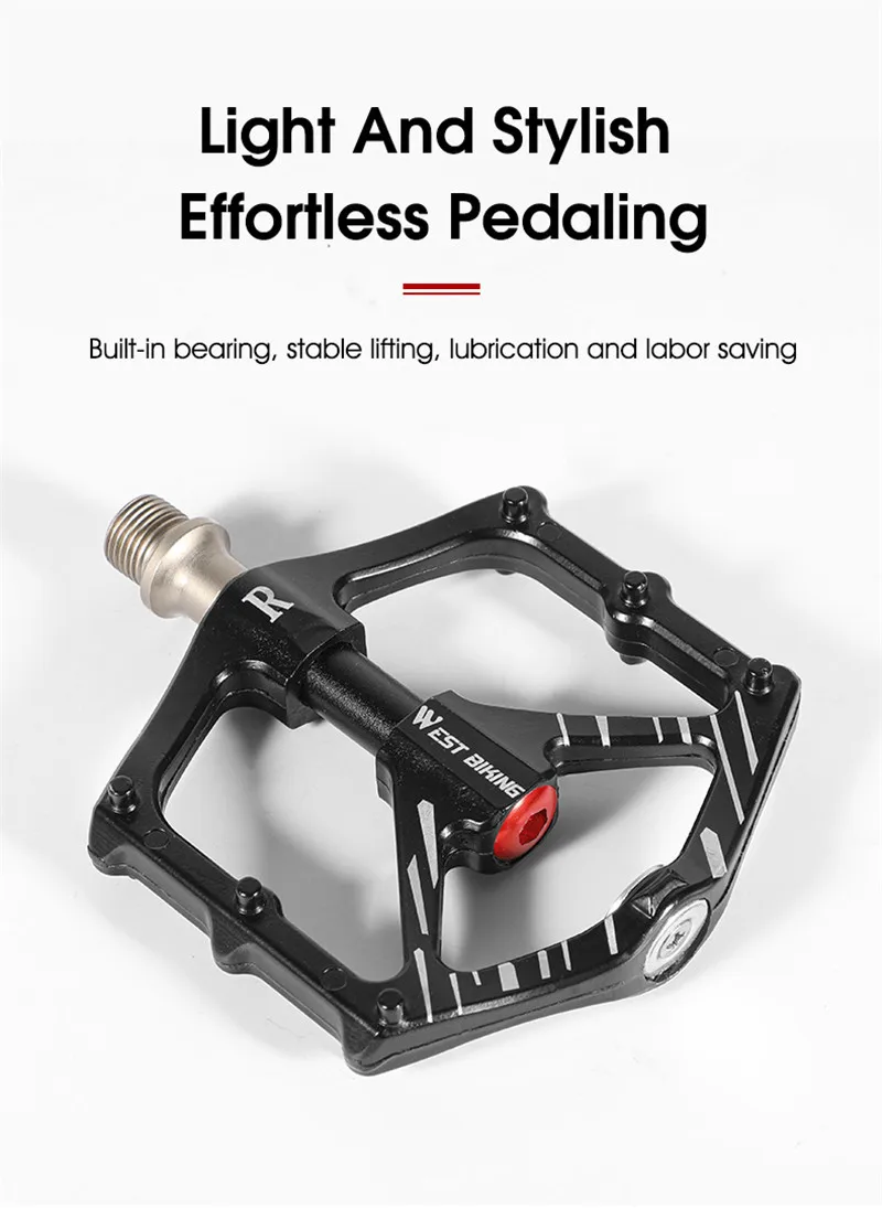 WEST BIKING 3 Bearings Pedal Ultralight Magnetic Aluminum Alloy Anti-Slip Widened Pedal Bicycle Bike Pedal Cycling Road Pedals